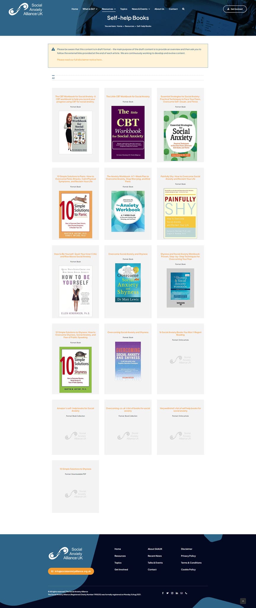 Social Anxiety Alliance UK – Self-help books Social Anxiety Alliance UK - Self-help books